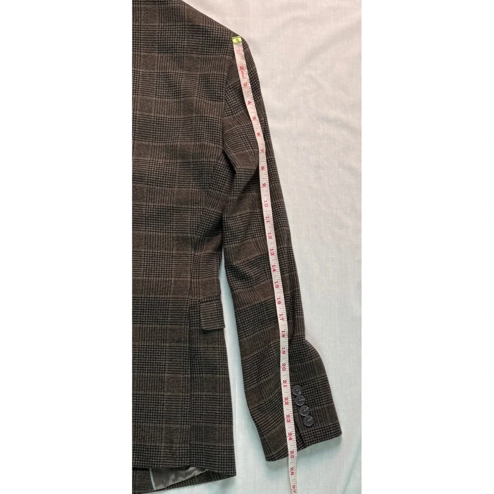 JF J.Ferrar Mens Slim Fit Glen Plaid Sport Coat Blazer Brown Multi 36R NEW